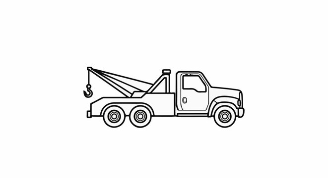A tow truck with a boom and hook on a white background