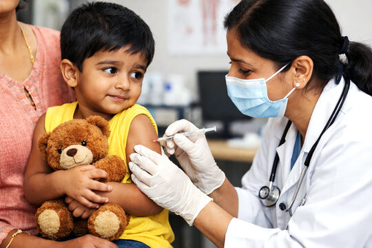 shows care, support, and the importance of childhood immunization and health protection.