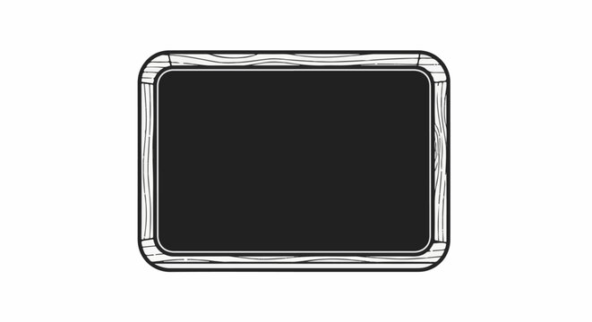 A blank, dark rectangle with a stylized wooden frame