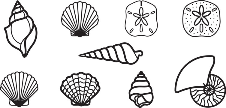 A collection of nine different types of buttons with varying shapes and designs Vector