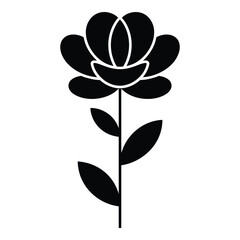 Obraz premium A simple black floral design featuring a single bloom and leaves a striking silhouette