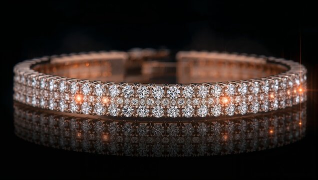Elegant Rose Gold Bracelet with Sparkling Diamond Accents