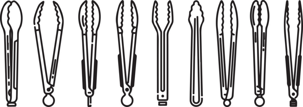 A collection of nine different types of screwdrivers arranged in a row Vector