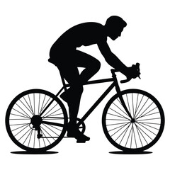 Obraz premium A cyclist rides a road bike depicted in a striking black silhouette
