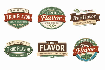 Obraz premium True flavor food labels collection offering authentic delicious taste, premium quality, all natural, genuine ingredients design concepts