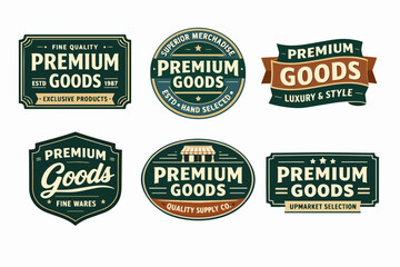 Obraz premium Premium goods vintage style labels and badges set for quality products and exclusive merchandise branding
