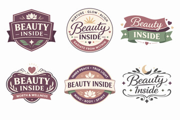 Fototapeta premium Beauty inside logos illustrating holistic health, spiritual nourishment, and personal growth for branding and lifestyle products
