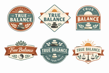 Obraz premium True balance logos collection with health, meditation, wellness, and peace concepts for branding