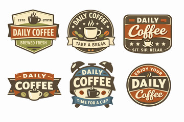 Obraz premium Retro coffee shop badge collection with vintage typography and classic cafe logo designs for branding inspiration
