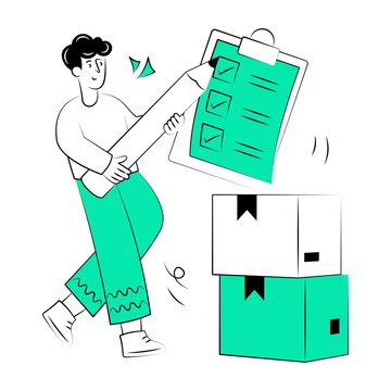 Doodle style illustration showing inventory checking

