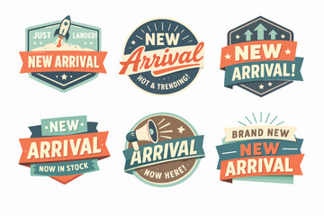 Fototapeta premium New arrival banners announcing fresh products, advertising promotions and discount offers, available now
