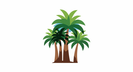 Obraz premium Tropical palm trees with green leaves and brown trunks against a sky