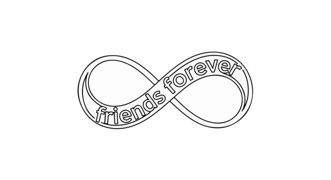 Stylized infinity symbol with text "friends forever" embedded within