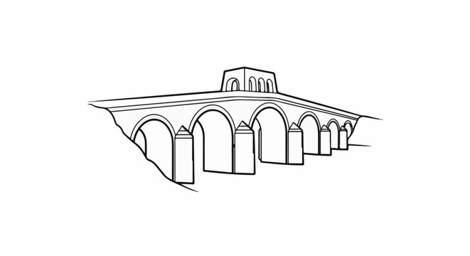 An old arched stone bridge with a central structure above its deck