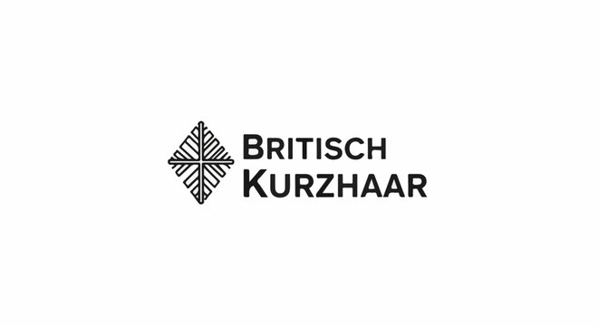 Geometric symbol with German text "BRITISCH KURZHAAR" on white