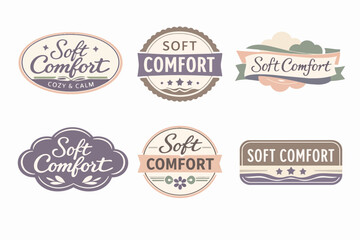 Obraz premium Branding set presenting soft comfort labels with vintage style, cozy and calm design elements in pastel colors