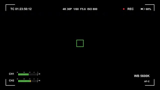 Camera Viewfinder Recording Overlay with Alpha Channel 4K