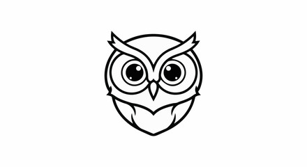 Obraz premium Cartoon owl with large round eyes and ear tufts