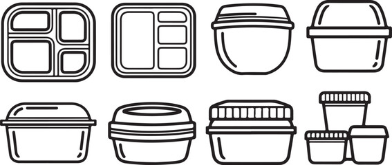 A collection of different types of buckets and pails in black and white Vector © Alex
