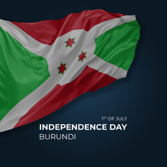 Naklejka premium Burundi independence day greetings card with flag