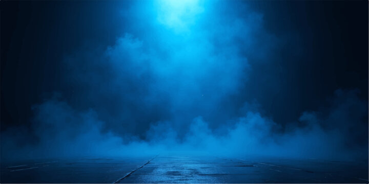 Dark storm clouds gather over a deep blue sea under a moody night sky where abstract textures of light and fog meet the natural power of the water