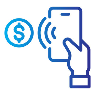 Mobile Money Transfer Gradient Line Icon