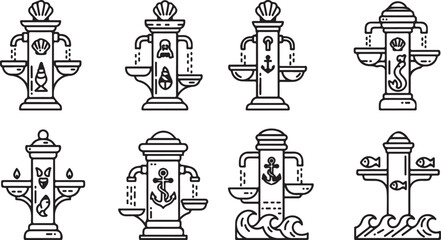 Fototapeta premium Illustrations of various ornate antique hourglass designs Vector