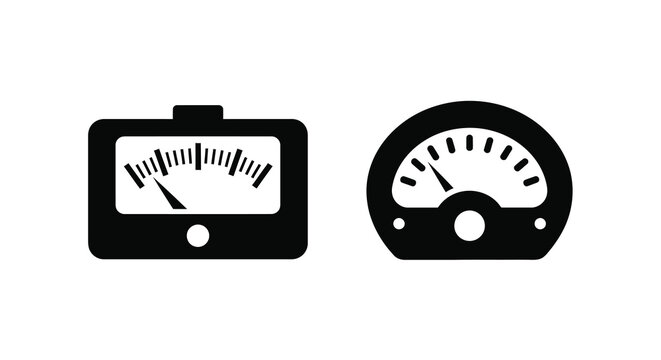 Two black analog meters displaying readings a distinct silhouette