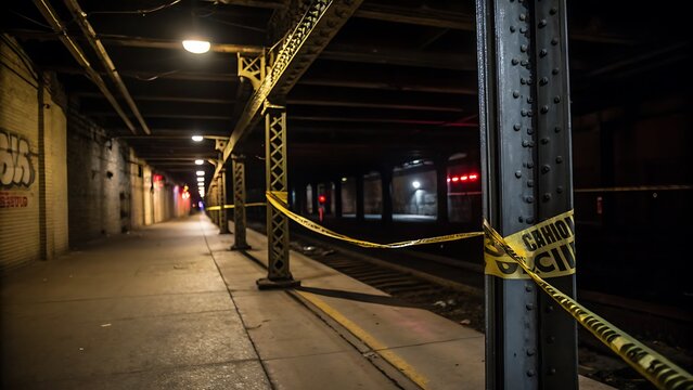 Warning yellow plastic tape marking off a restricted area.