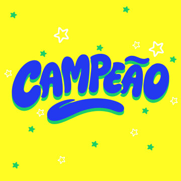 Lettering Campe&atilde;o Tipografia Bubble em Vetor