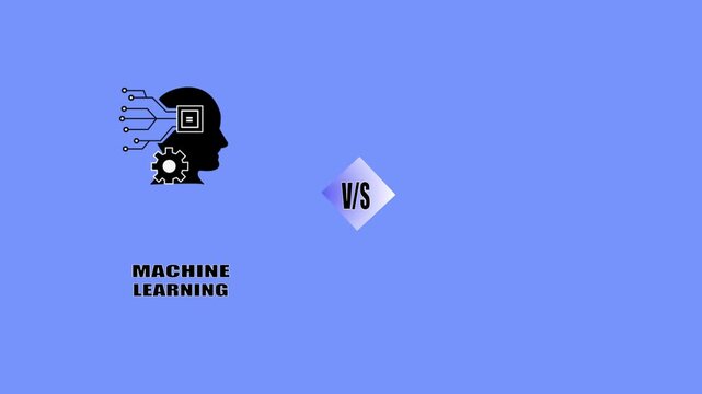 Machine Learning vs Deep Learning Illustration on Purple Background📝 Description