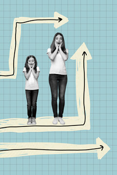 Image pop 3d zine trendy collage of happy businessman businesswoman stand arrow development career chance promotion employee