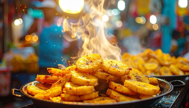 Tostones. Crispy fried green plantains with a savory crunch and authentic Caribbean street food vibe.