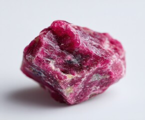 Obraz premium Raw Ruby Specimen Close-Up: A Vibrant Gemstone Exhibiting Rich Color and Natural Textures for Jewelry