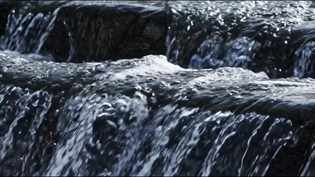 Transparent fluid with floating binary code particles in cyberpunk glow