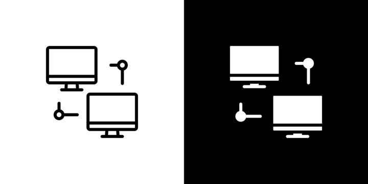 Computer Network icon concept with flat Black White Background. Vector illustration.
