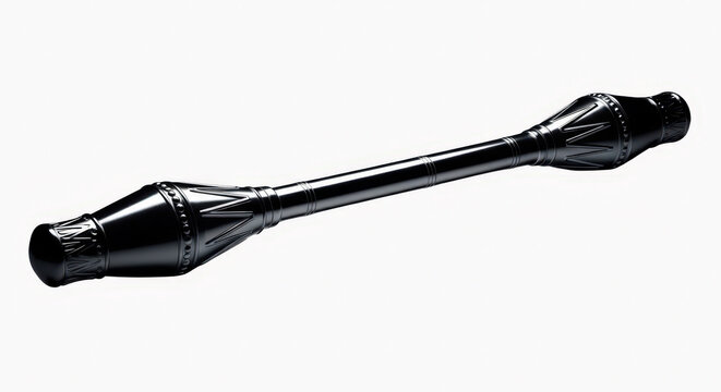 Realistic circus baton twirling tool with elegant design and sleek black finish isolated
