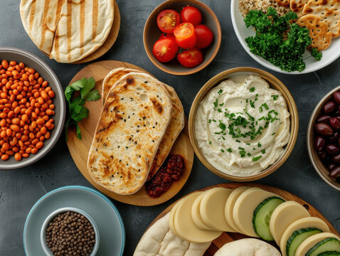A traditional Jewish meal with kosher food processing, focusing on kosher dietary guidelines and kosher compliance, emphasizing kosher food safety and religious rules