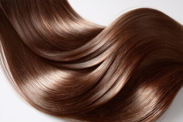 Fototapeta premium なめらかに流れるダークブラウンの美しいツヤ髪を印象づける高級感あるヘアケア広告向けビジュアル