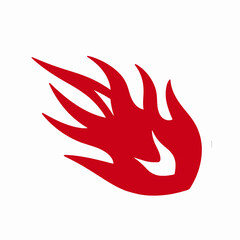 Dynamic Red Racing Flame Vector Graphic, Minimalist Tribal Fire Element for Automotive Decal and Sports Branding, Single Isolated Hot Ignition Symbol on White Background © Gayan