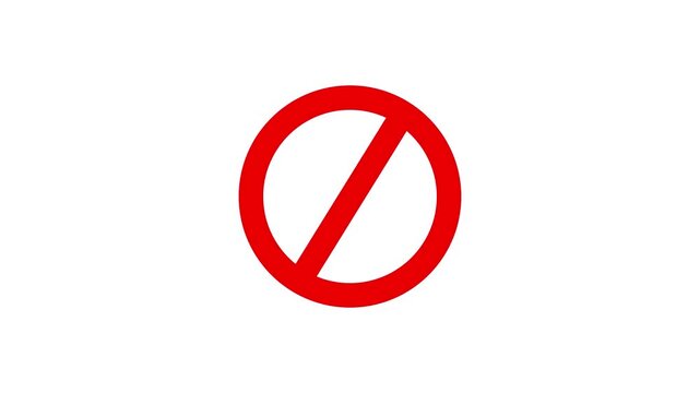 A bright red prohibition or no symbol against a plain white background