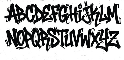 Graffiti Alphabet Font Set with Urban Street Style Letters A to Z Hand Drawn Spray Paint Typography Collection for Creative Designs © MSTJANNATUN