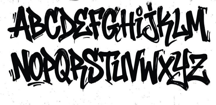 Graffiti Alphabet Font Set with Urban Street Style Letters A to Z Hand Drawn Spray Paint Typography Collection for Creative Designs