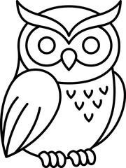 Obraz premium Owl line art owl line art outline bird symbol animal cute perched owl outline with simple linework, isolated on transparency background, calm mood