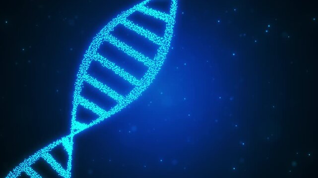 Abstract DNA 3D animation on blue background