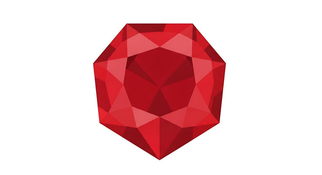 A vibrant red gemstone icon with a faceted cut, symbolizing luxury and wealth in a modern vector graphic design.