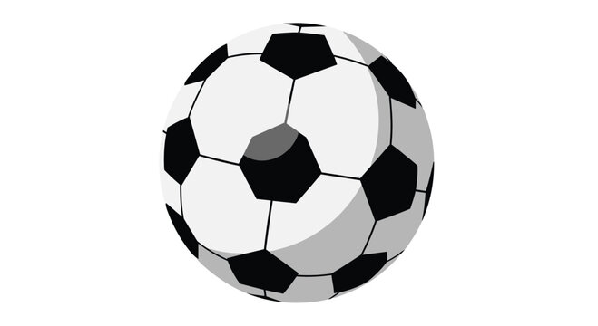 A single black and white soccer ball with hexagonal and pentagonal panels is centered against a white background.