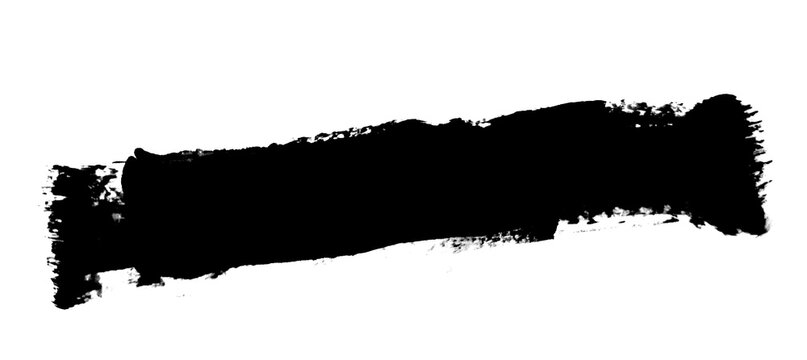 Rough black brush stroke title frame isolated on transparent background, bold paint bar for lower third, caption, and headline design png