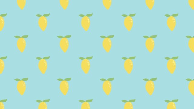 Seamless Lemon Fruit Pattern Illustration on Light Blue Background