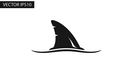 Fototapeta premium Shark Fin Silhouette - A Simple Vector Illustration.